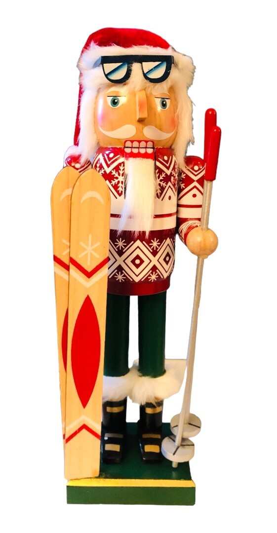 North Pole Trading Co Christmas Wood Nutcracker 14″ Skier – Boy or Girl U Choose
