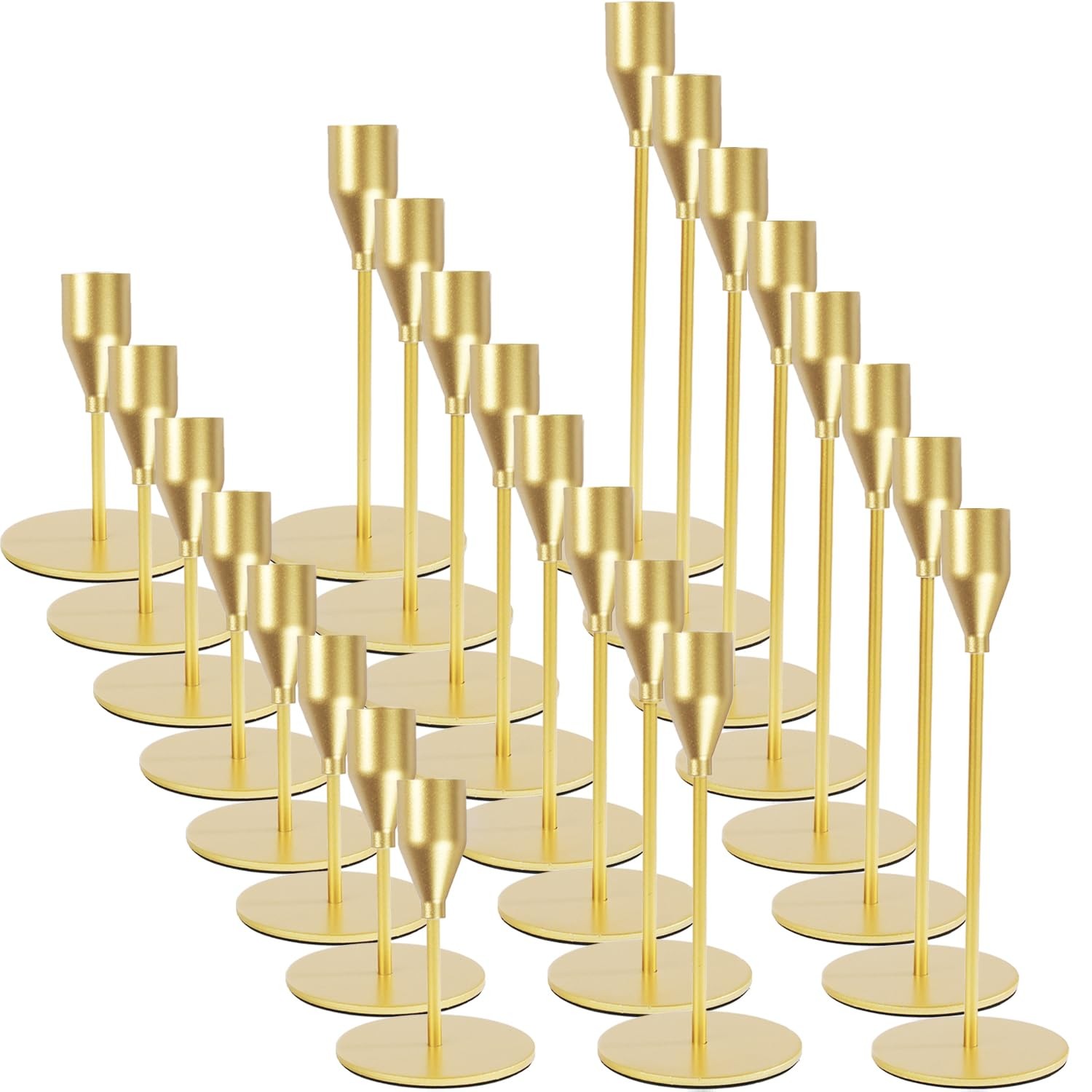Kdjfiih Matte Gold Candle Holders Bulk Painted Gold Metal Candlesticks Fit 0.8