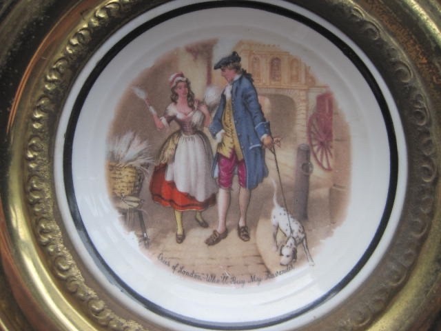 Regency Bone China Brass Framed Wall Plate Made in England Set of 3 8 1/4”