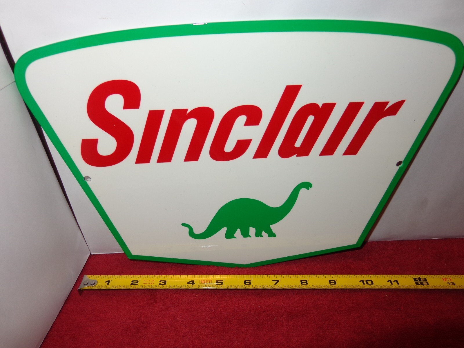 12 x 8 in SINCLAIR DINOSAUR GAS & MOTOR OILS ADV. SIGN HEAVY DIE CUT METAL #S 88