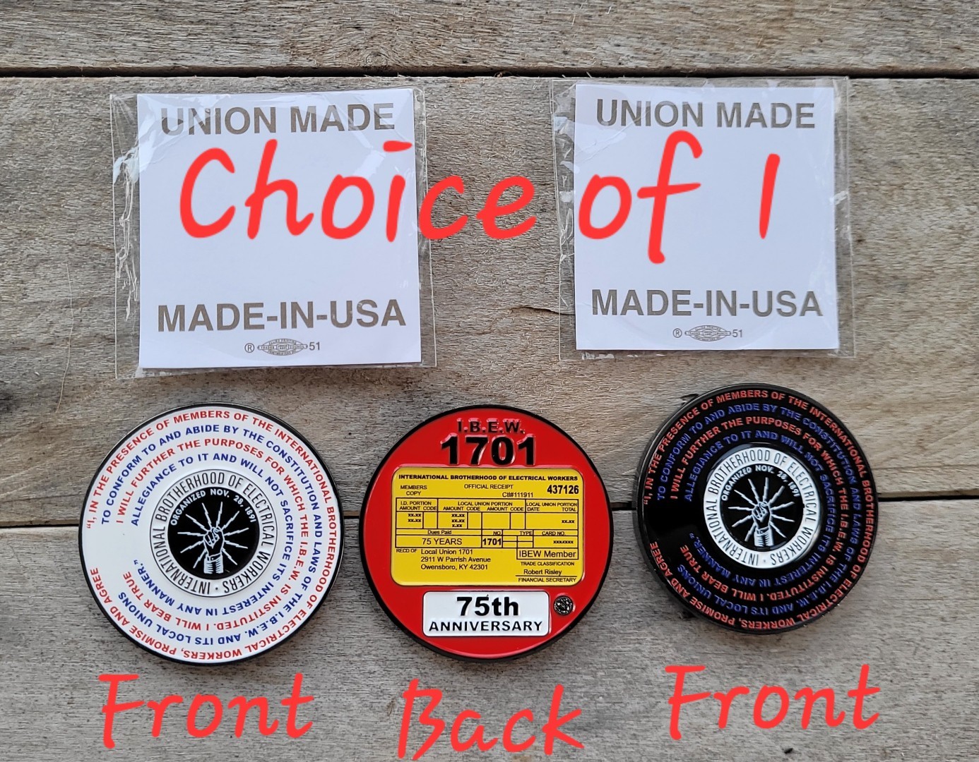 IBEW Local 1701 75th Anniversary Challenge Coin Union Made **Can Not Lower Price