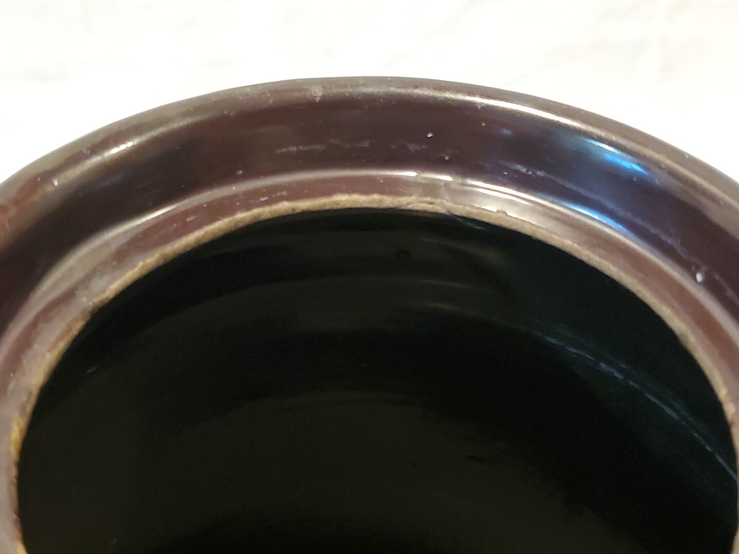 Antique Peoria Pottery Brown Crock Storage Jar 8 1/4″ Tall No Lid