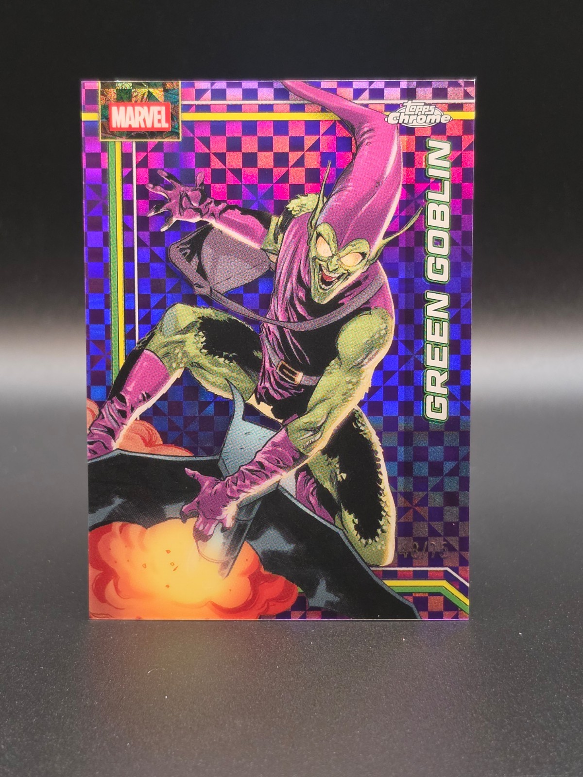 2026 Topps Chrome Marvel Green Goblin Purple X Fractor /75 Beautiful Color Match