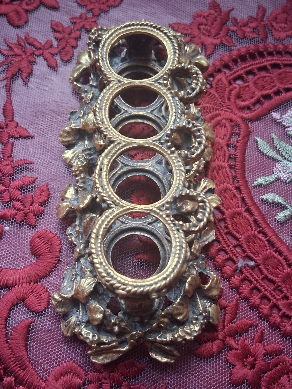 Vintage Gresco Hollywood Regency Lipstick & Makeup Brush Holder Goldtone Metal