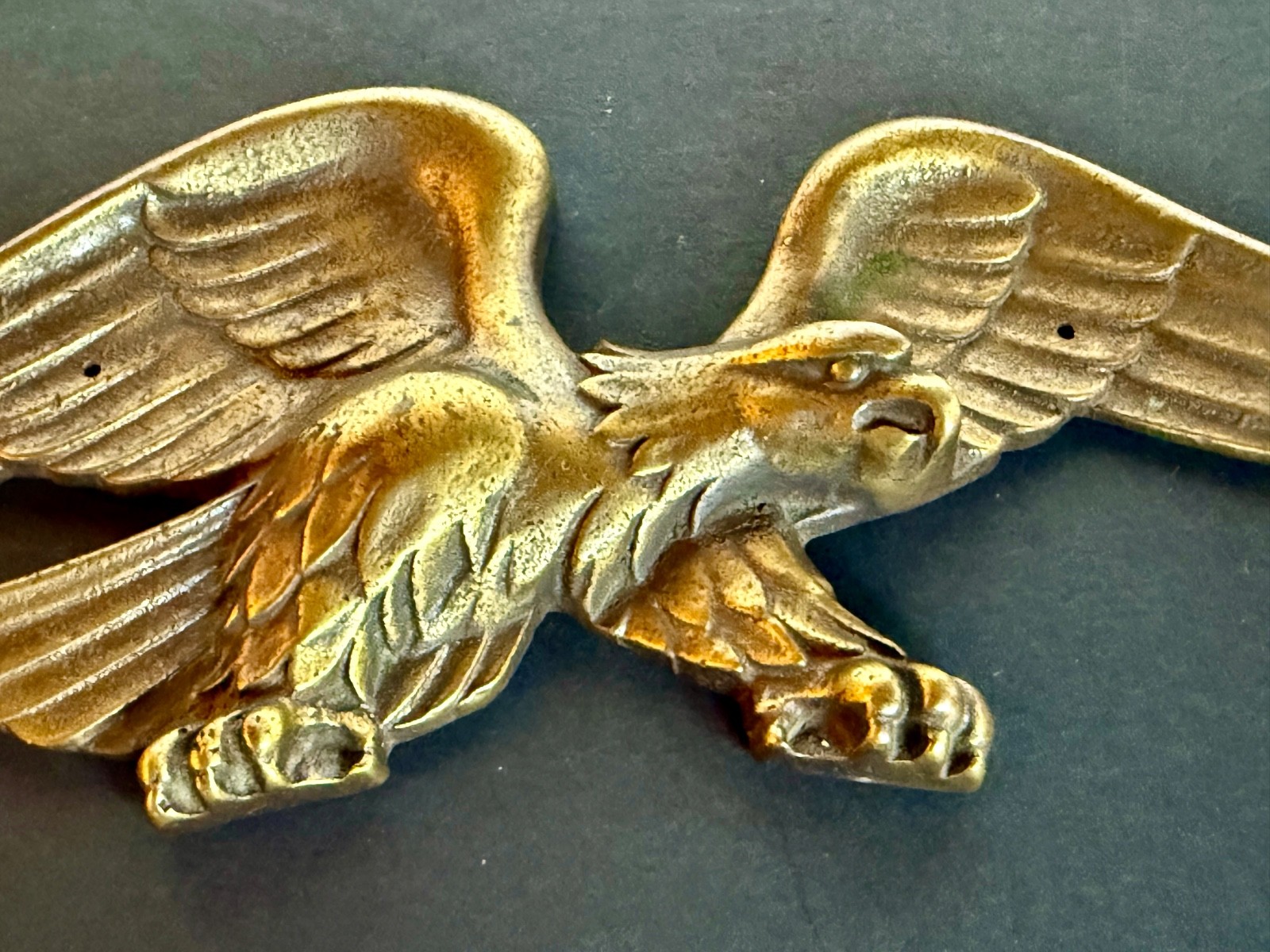 Vintage Solid Bronze Eagle Applique 10” Wingspan Foundry Mark Patriotic
