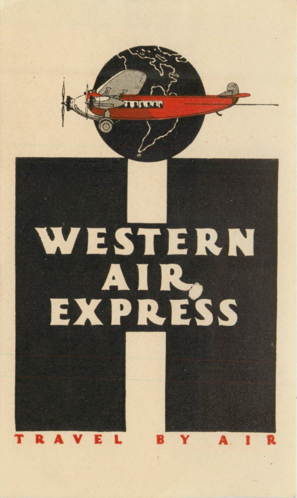 WESTERN AIR EXPRESS now Western Airlines – Early Airline Luggage Label MINT 1930