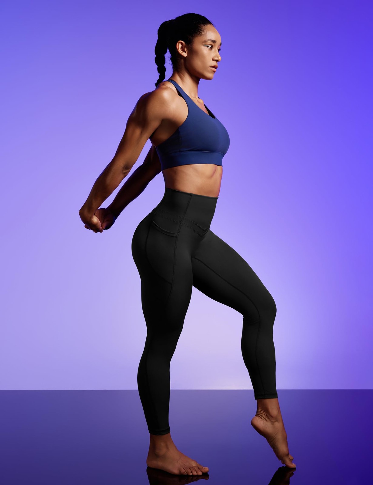 Iuga Compression Leggings Pockets For Women Tummy Control Leggings No Front