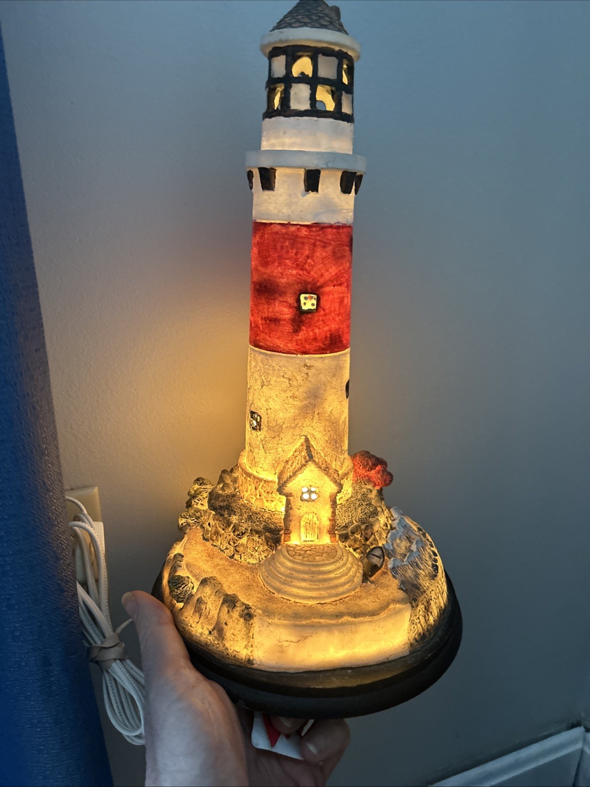 Lighted Lighthouse Tabletop Night Light Nautical Home Decor Resin 12.5″ x 7.25″