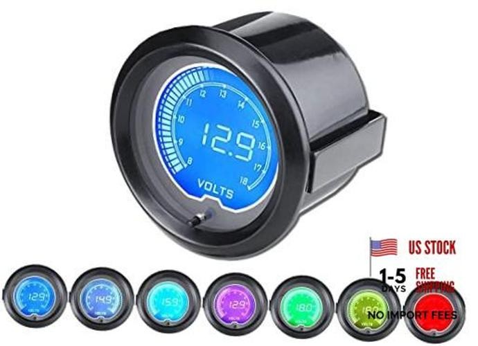 Black 7 Color LED Display Volt Voltmeter Gauge 8~18V for Car 7 Color Volt Gauge