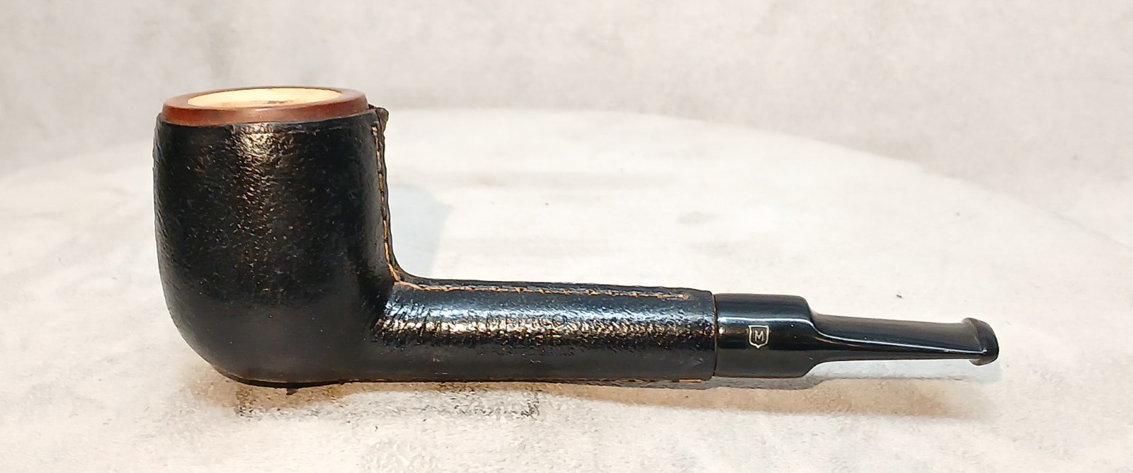 Beautiful Medico Crest Leather Wrapped Meerschaum Lined Lovat Tobacco Pipe 1950s
