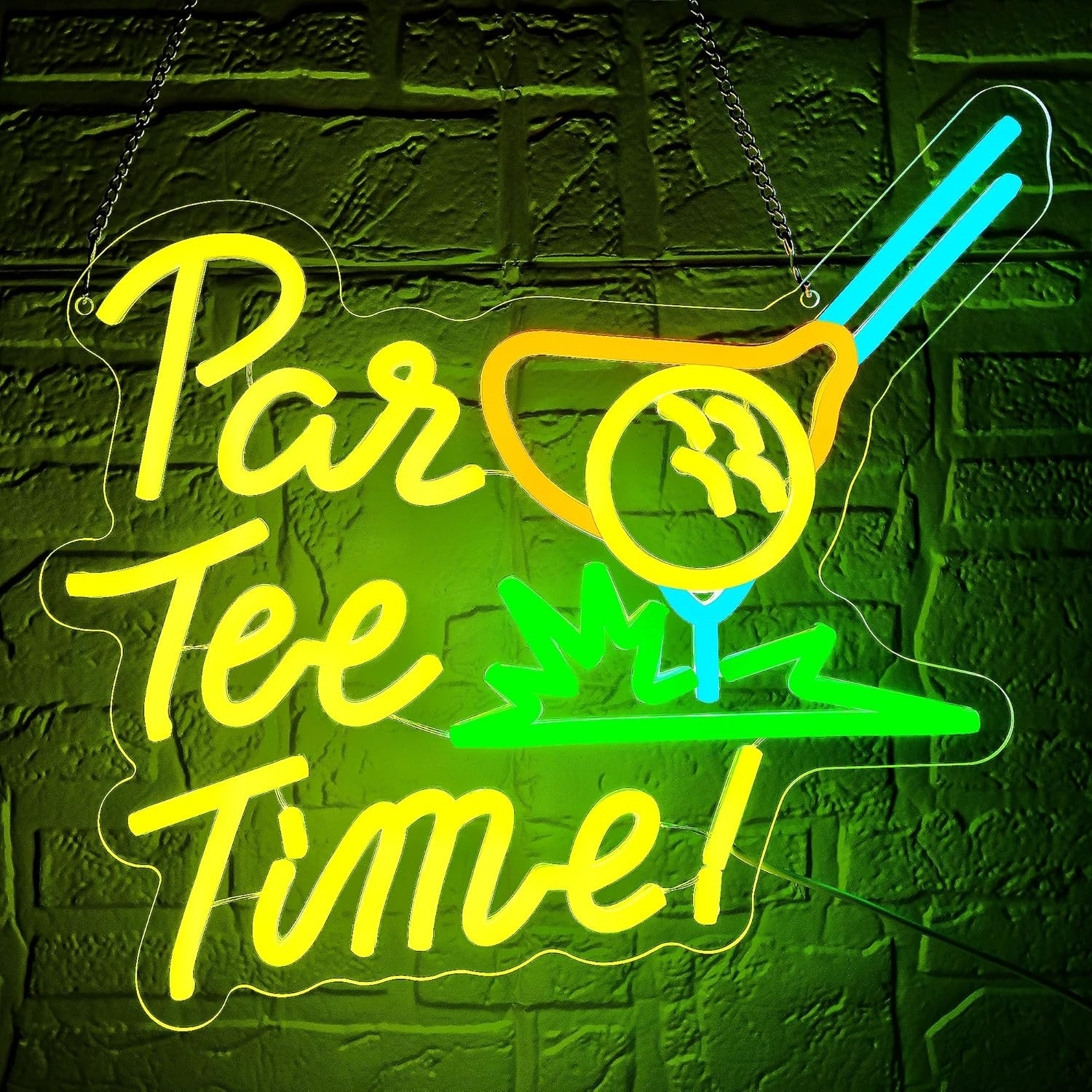 Golf Neon Sign – Dimmable LED Wall Decor for Man Cave or Party – 13.7×12.4