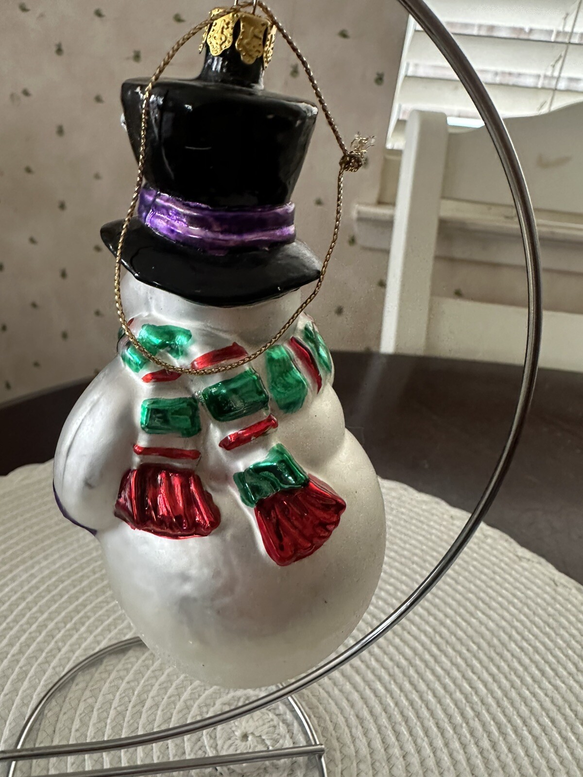 Blown Glass Snowman Bearing Gifts Christmas Ornament 5” North Pole Trading Co