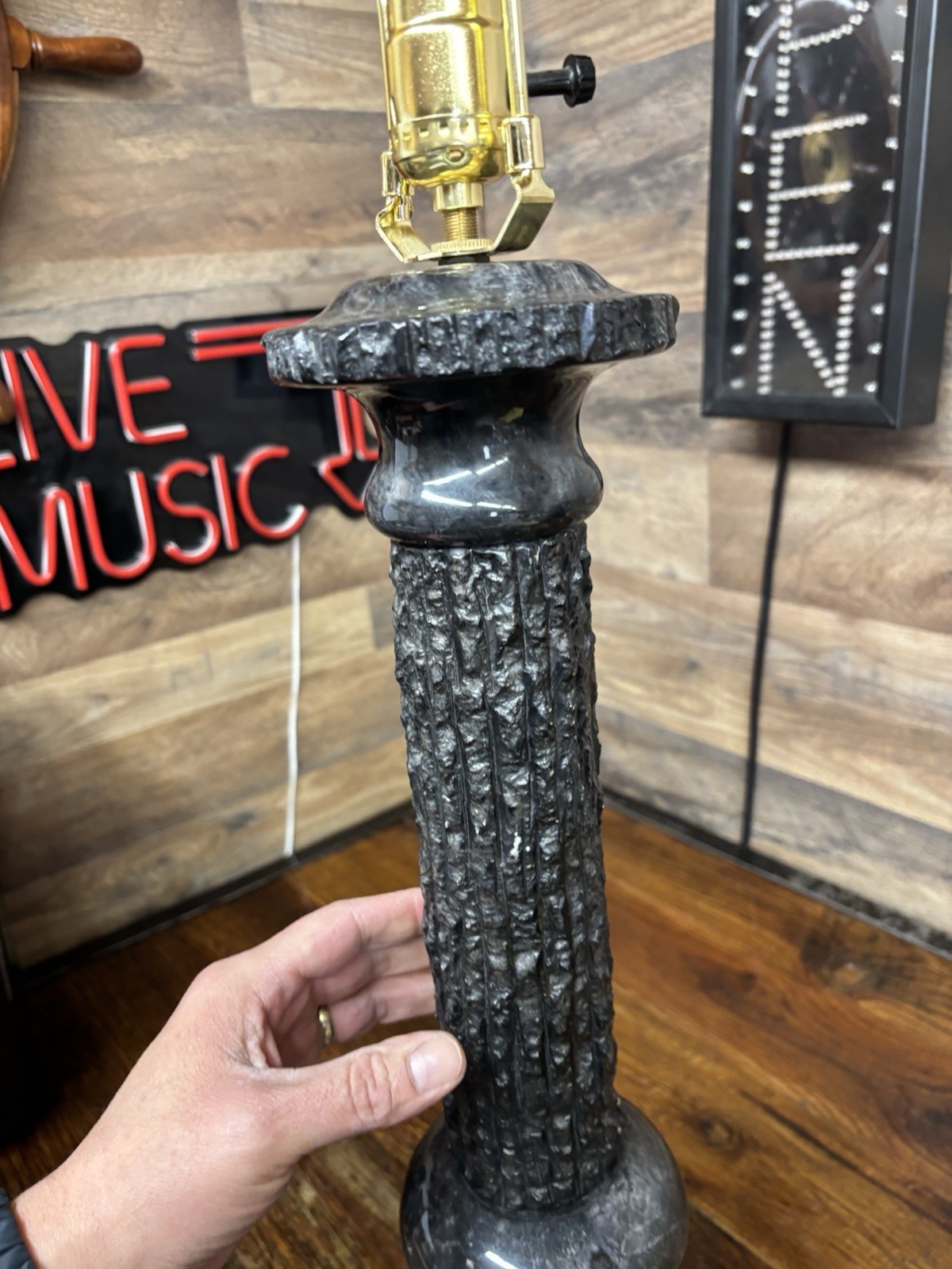 Vintage POSTMODERN NEO-CLASSICAL SOLID MARBLE COLUMN PILLAR LAMP 32″