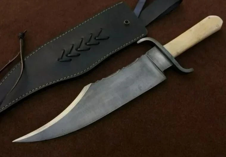 Coffin Handle Custom Handmade Forged Carbon Steel Antique Hunting Bowie Knife