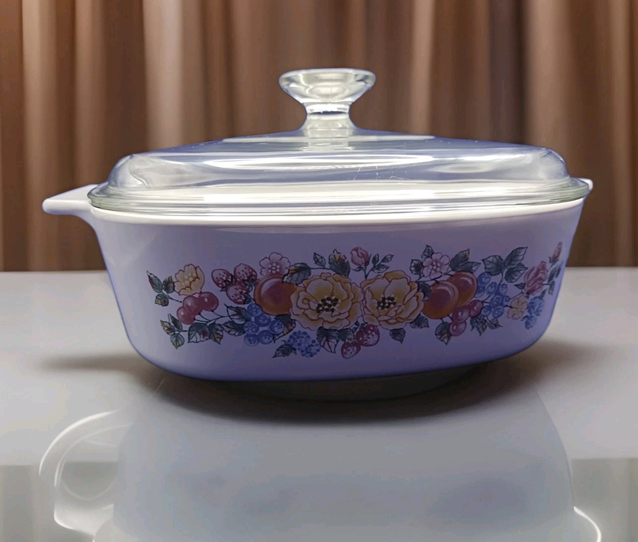 Corning Ware Orchard Rose medium Casserole Dish Vintage RARE Vintage