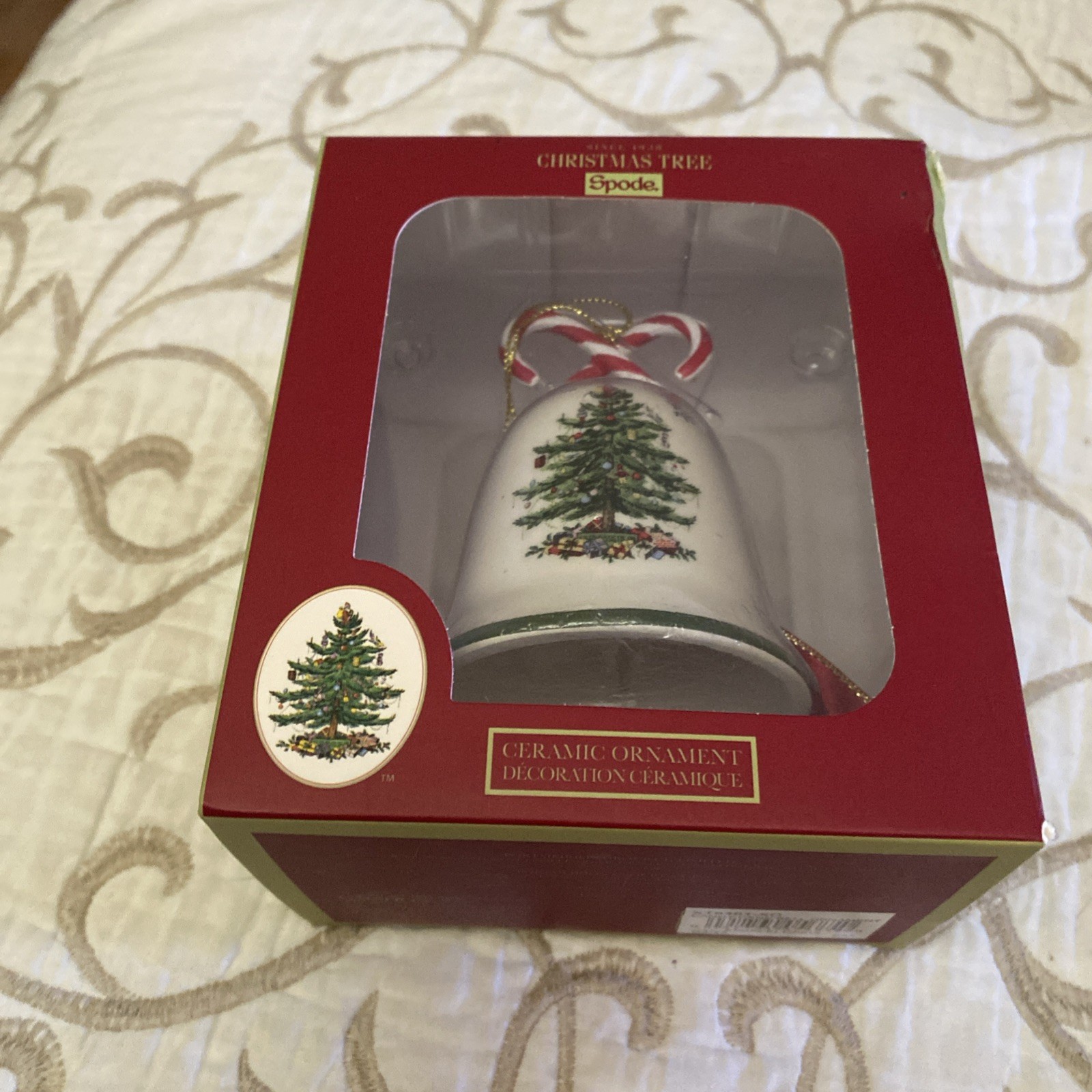 Spode Christmas Tree Candy Cane Bell Ornament New In Box