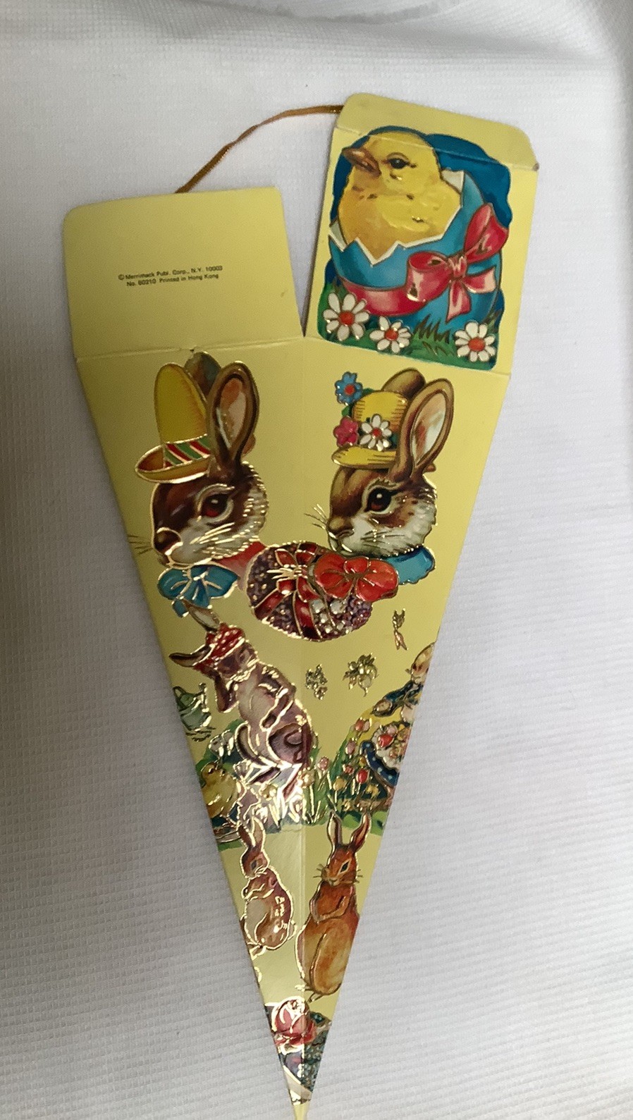Vintage Merrimack Cardboard Gold Embossed Easter Carrot Candy Container