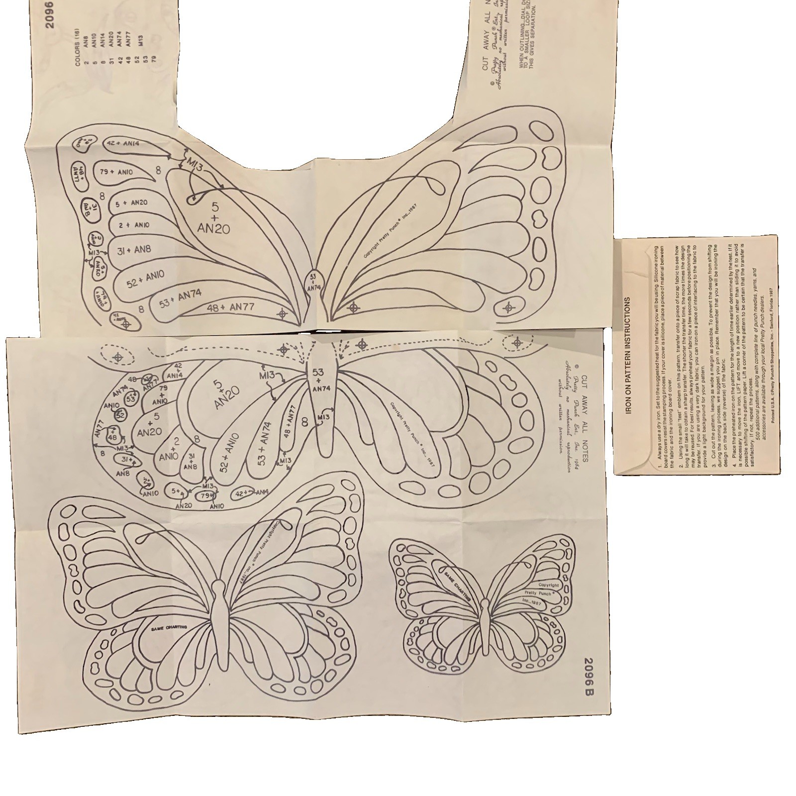 VTG Iron On Transfer Patterns Sheets Embroidery Mermaids & Butterflies Lot Of 2