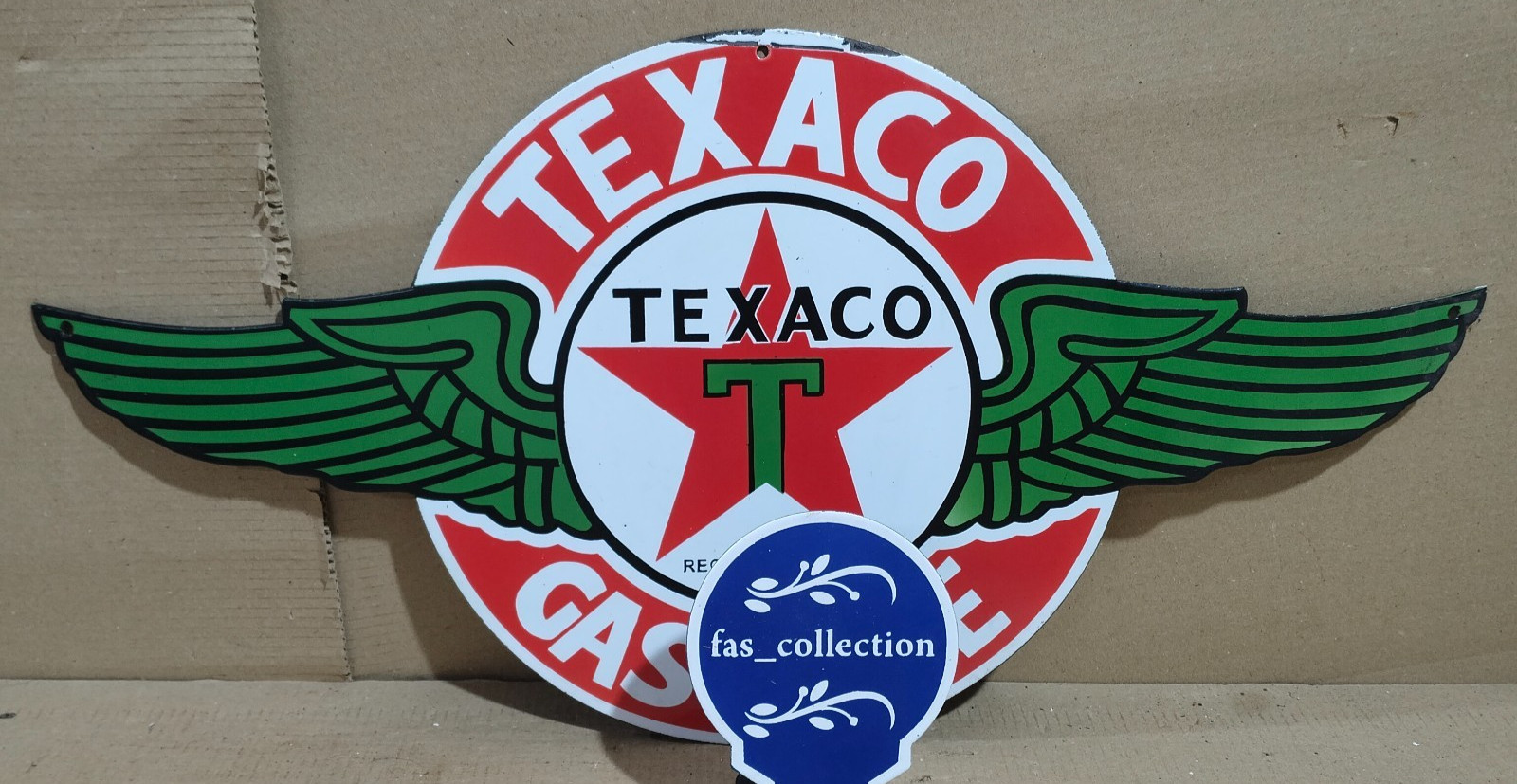 Texaco Gasoline Porcelain Enamel Sign 30 x 15 Inches 1 Sided