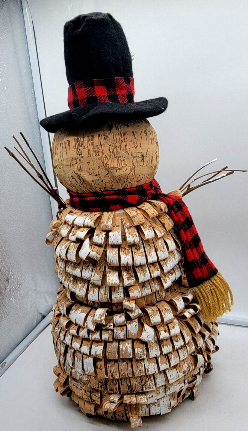 Vintage look Snowman Figure Handmade Folk Art Christmas 18″