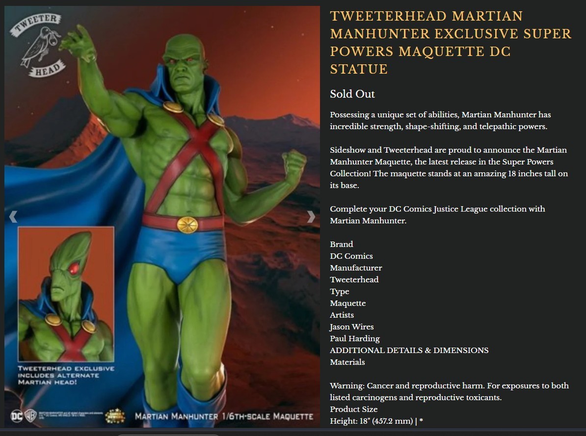 DC Super Powers – THE MARTIAN MANHUNTER – Tweeter Head Limited Edition #9 of 140