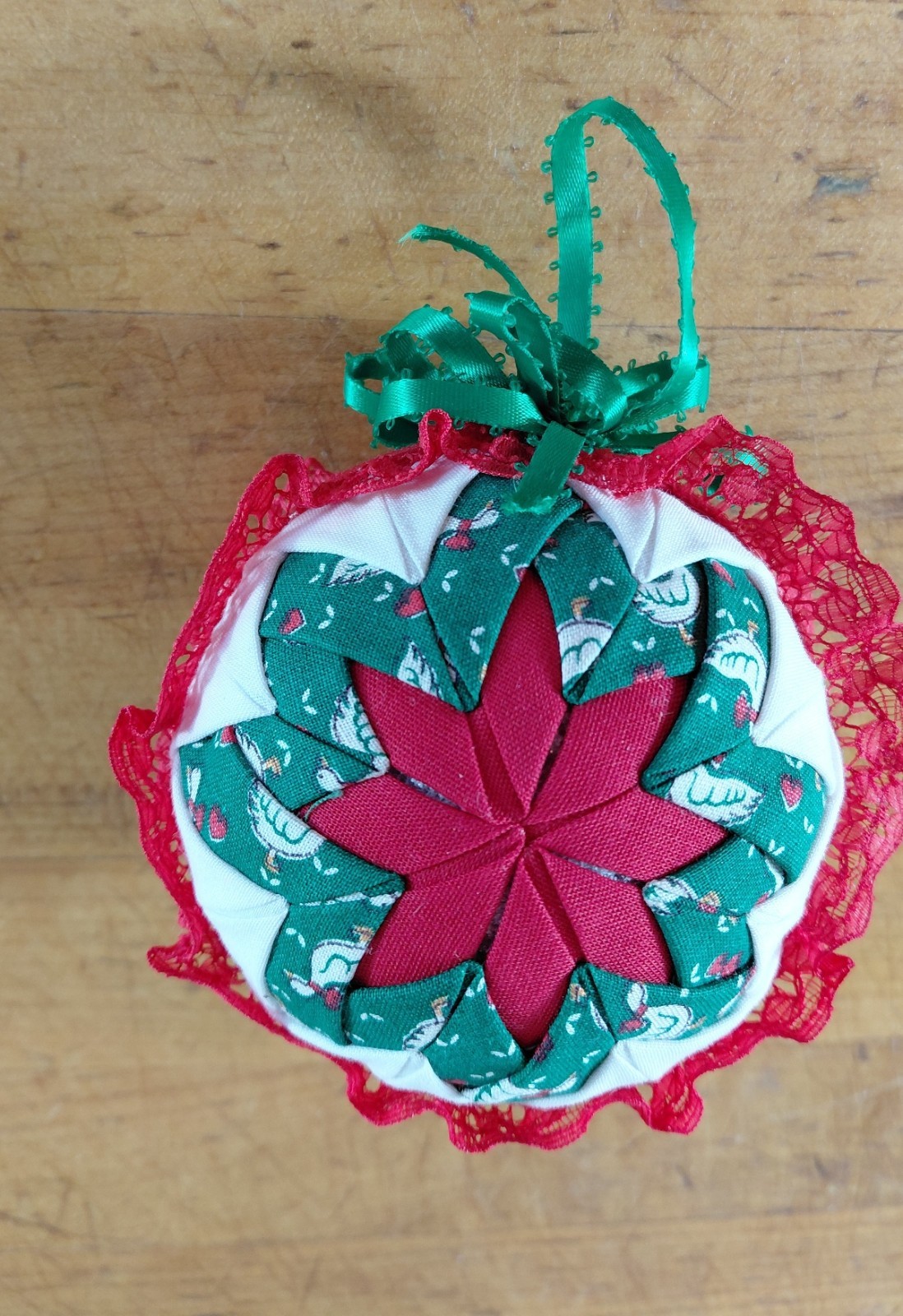 Quilted Patch Christmas Ball. Handmade. Folded Star.