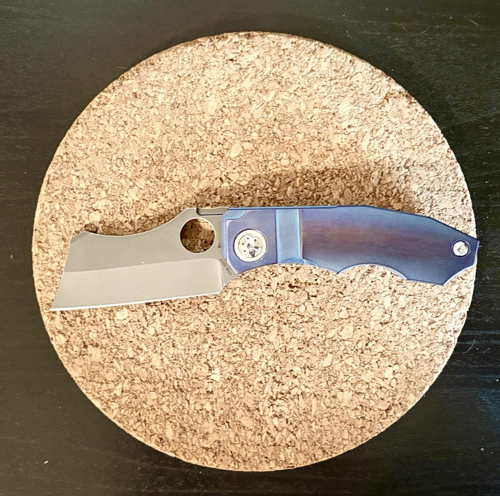 Custom Anodized Titanium EDC Knife – Blue/copper/purple 2.36″ CPM-20CV blade