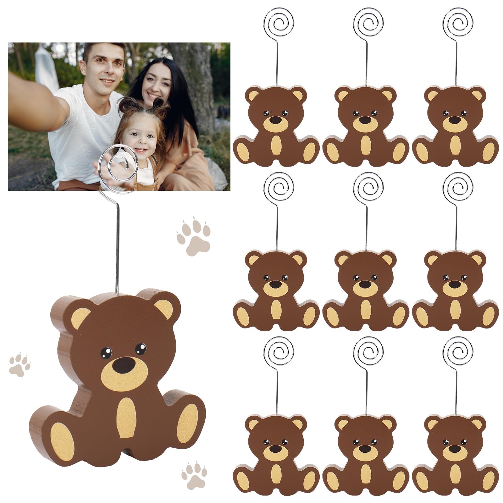 10Pcs Bear Wooden Place Cute Picture Table Number Holder Name Card Photo Disp…
