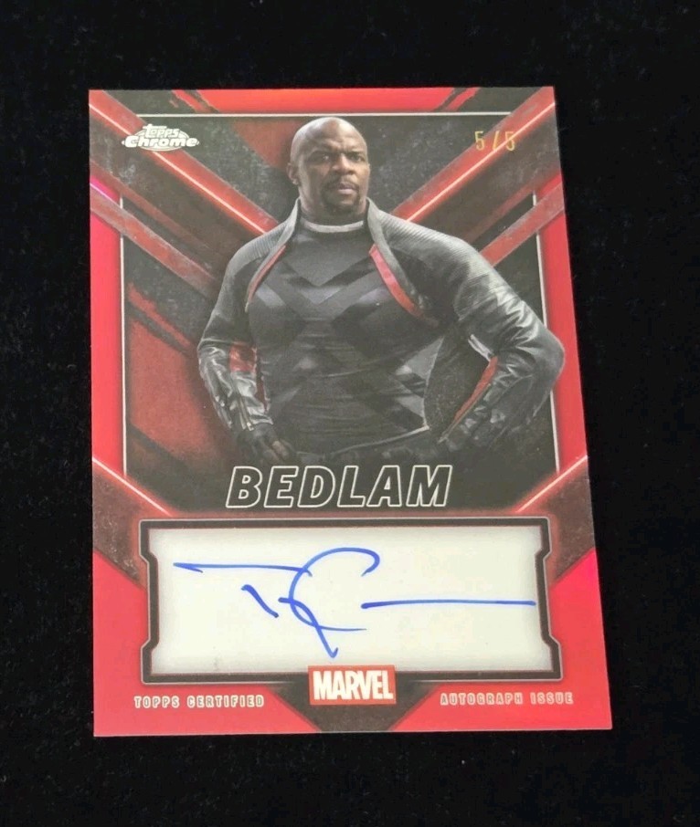 2025 Marvel Deadpool Chrome TERRY CREWS as BEDLAM AUTO RED REFRACTOR SSP # 5/5