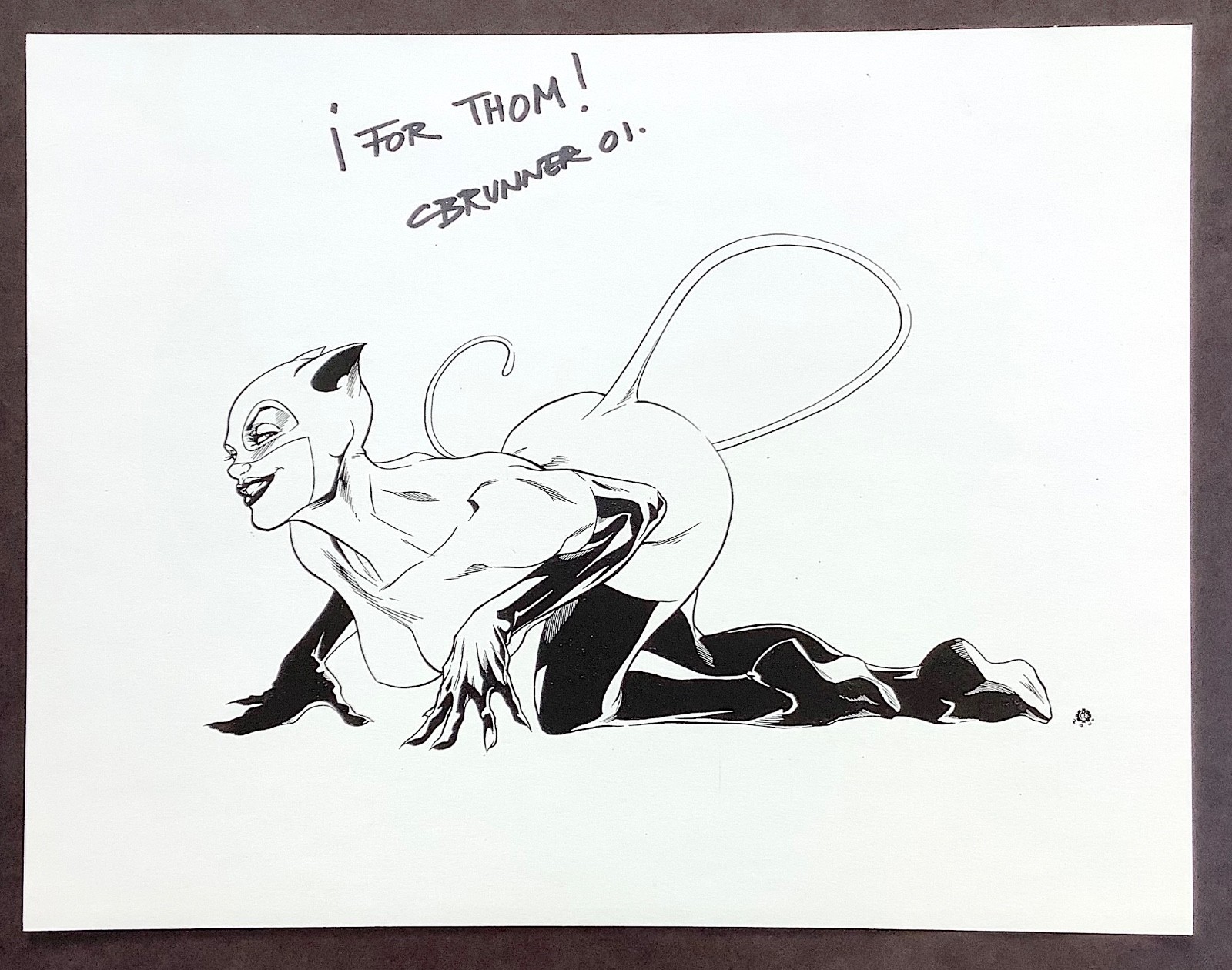 Chris Brunner Original Black and White Print Catwoman 11″ x 8-1/2″