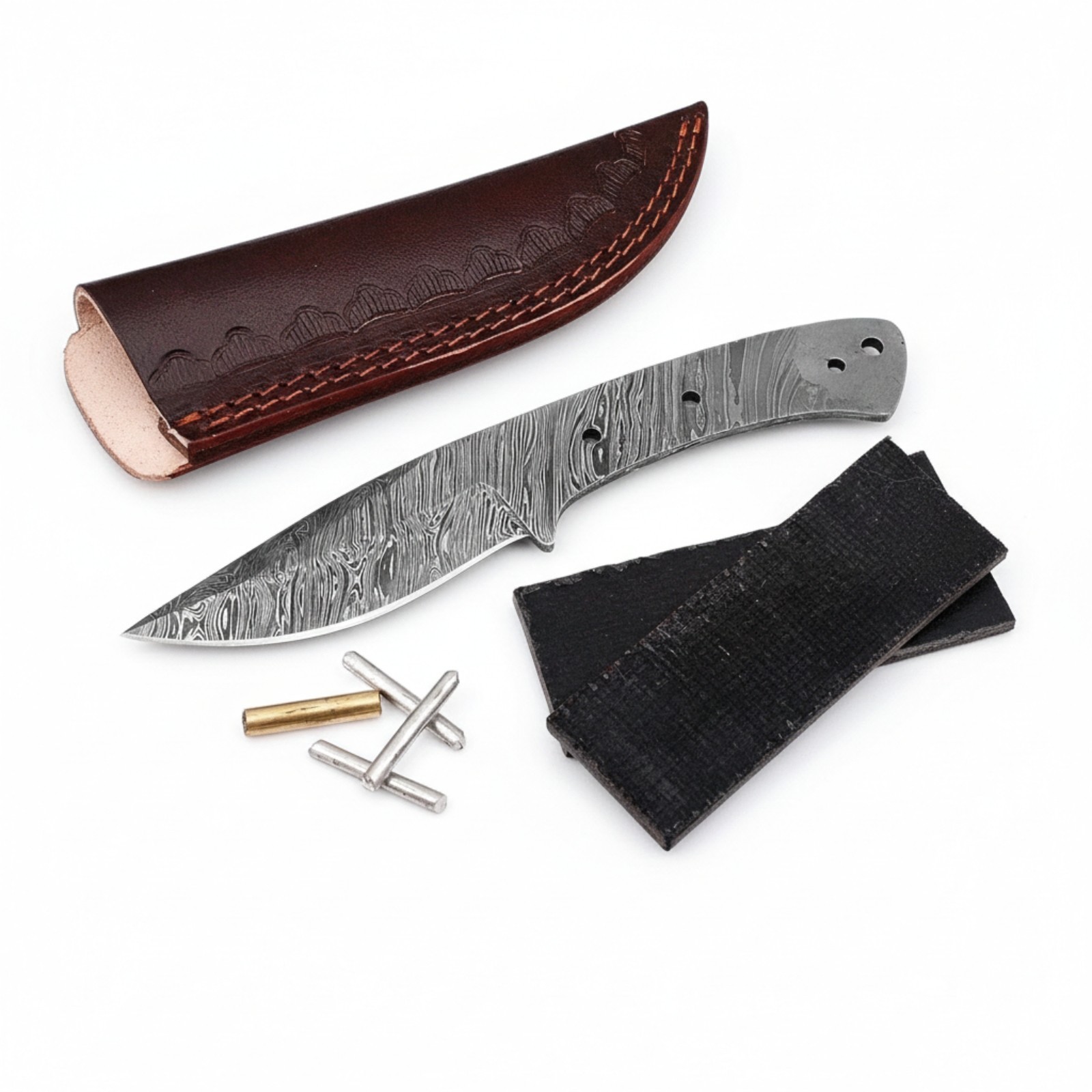 Tactical Damascus DIY Knife Making Kit Bushcraft Survival Blank Full Tang Scout