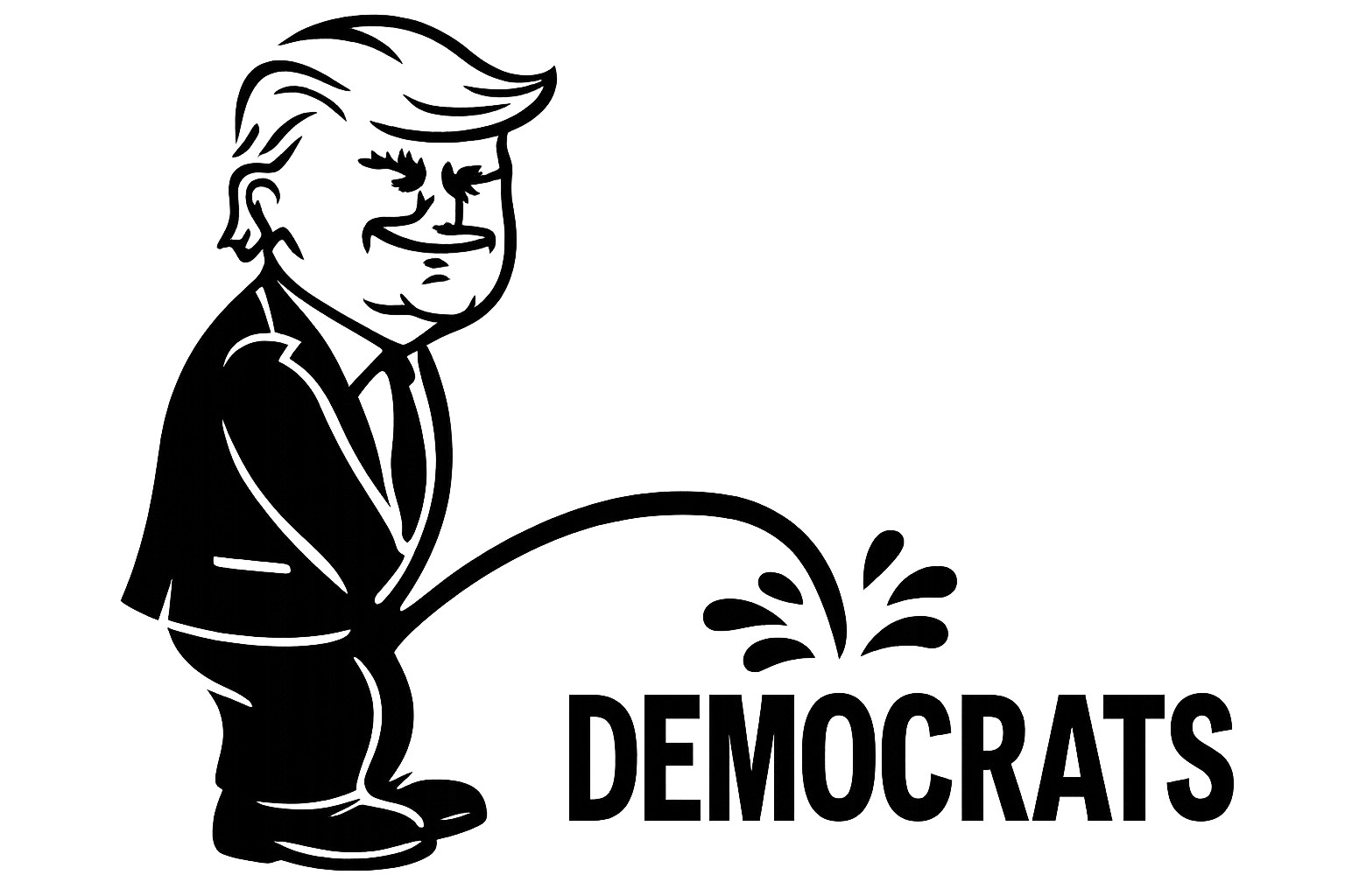 Trump Peeing On Democrats Vinyl Decal Political Parody Sticker Car Window