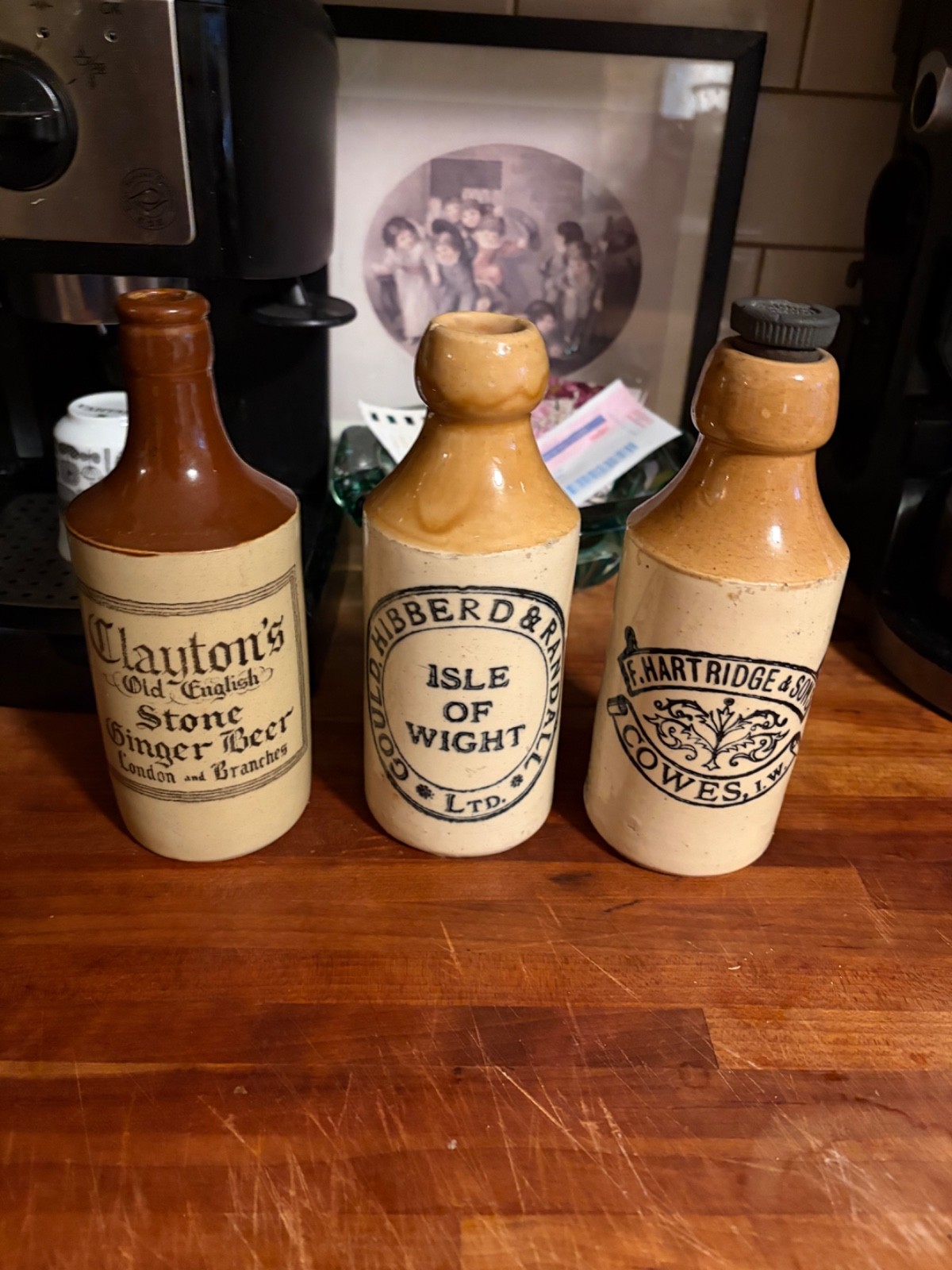 lot 3 stoneware bottles one has screw in lid antique