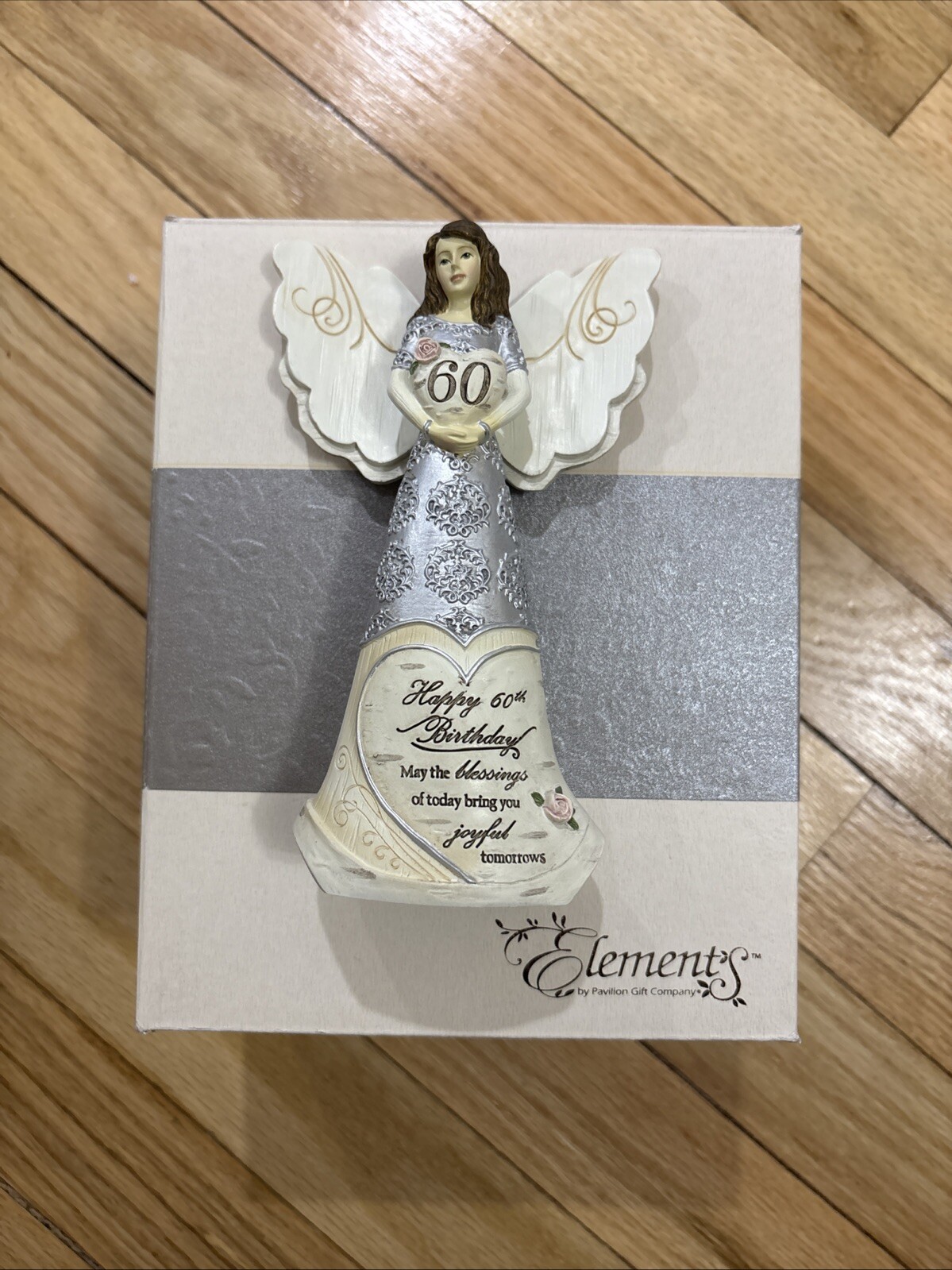 Elements 82415 60th Birthday 6” Angel Holding 60th Heart