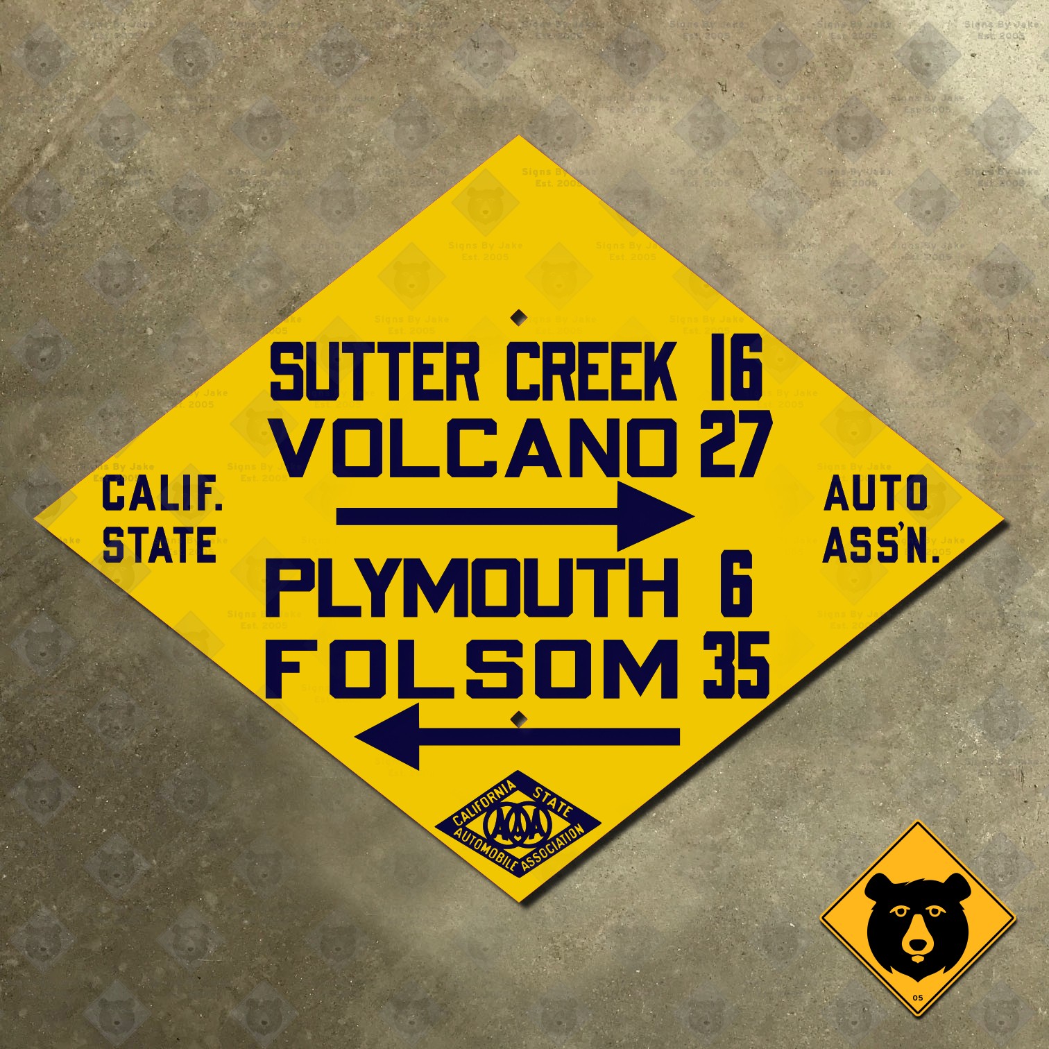 Sutter Creek California CSAA highway road sign auto club gold rush diamond 29×22