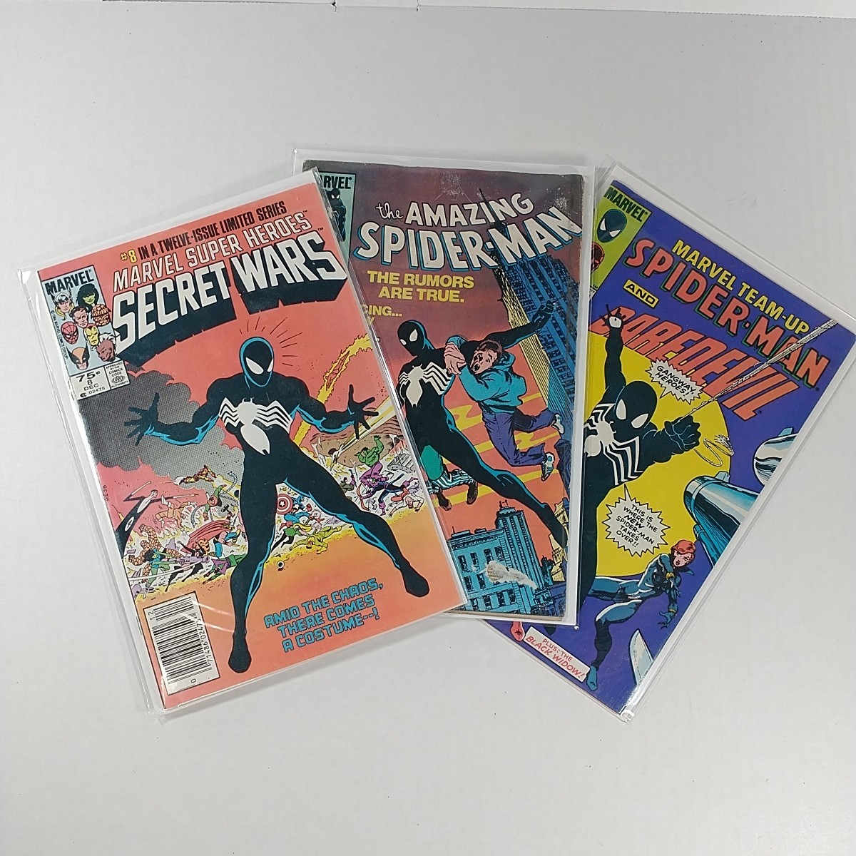 Secret Wars # 8 Amazing Spider-Man # 252 Team Up # 141 Black Suit Key Issues Lot