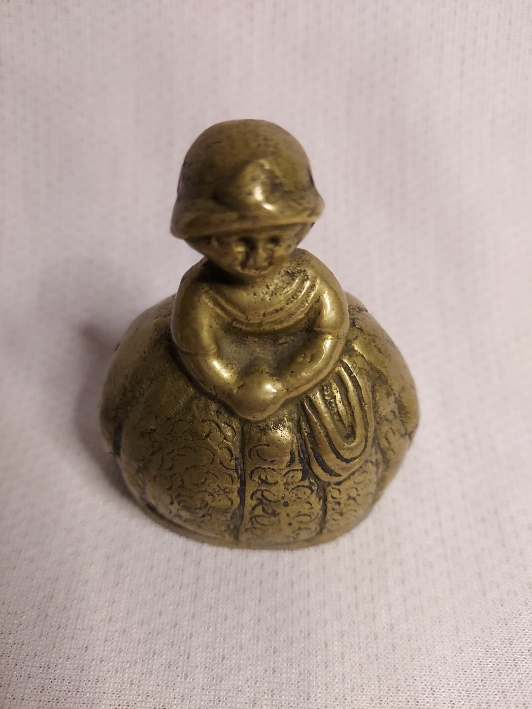 Colonial Style Woman Small Brass Bell with Clapper Legs Vintage