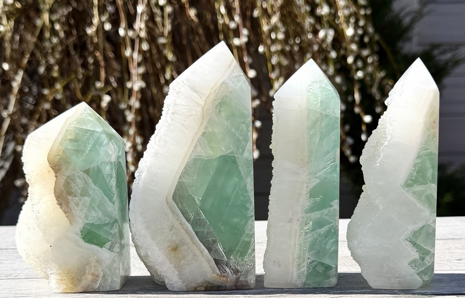 Wholesale 4-5 Pcs Druzy Sugar Fluorite Half Rough Tower Obelisk Natural Crystal
