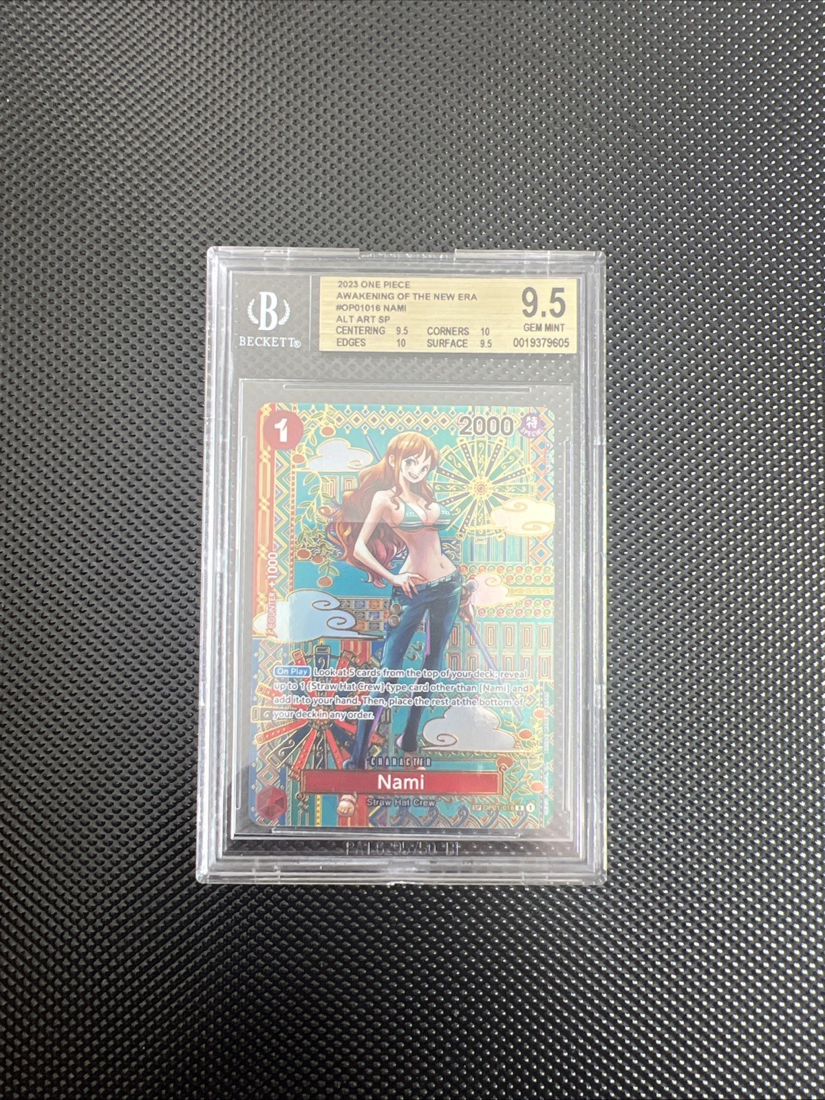 BGS 9.5 GEM MINT Nami Alt Art SP OP01-016 OP05 Awakening of the New Era