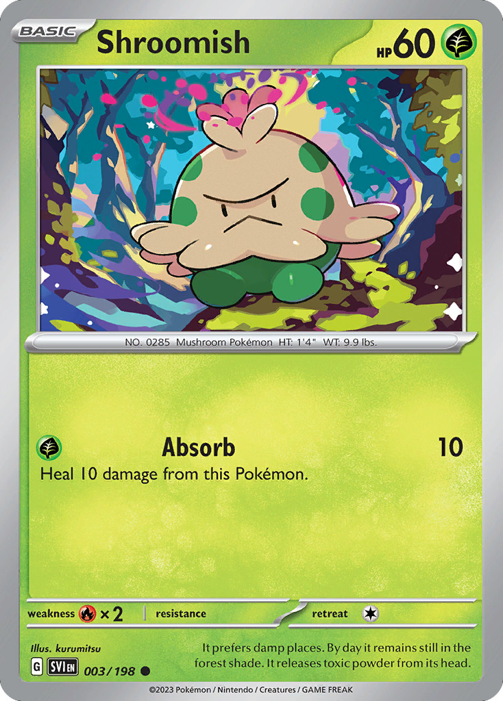 Shroomish 003/198 Common Scarlet & Violet Pokemon Reverse Holo Near Mint