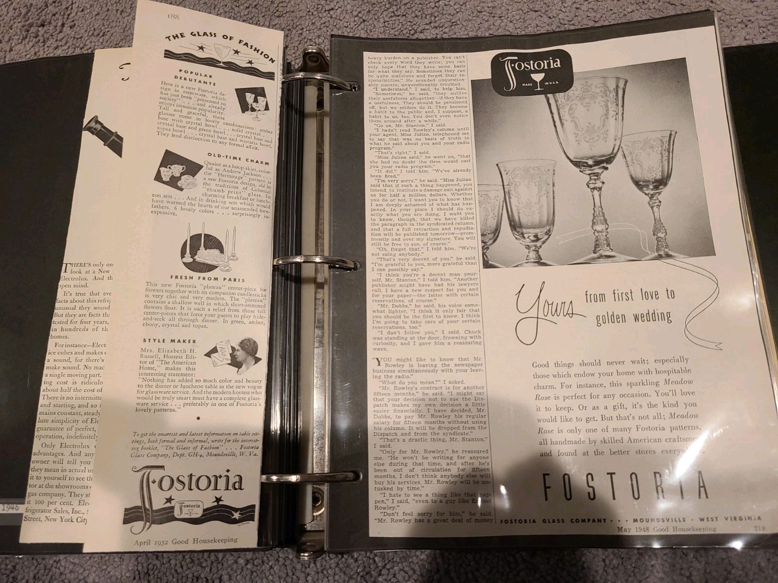 Vintage Print Ad Fostoria Lot 2 glassware Good housekeeping 1948 1932 1930s