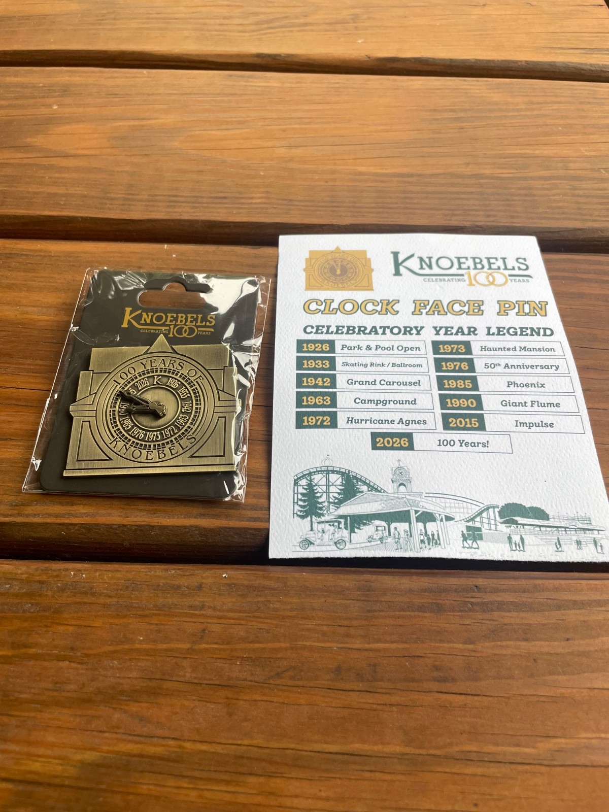 Knoebels 100th Anniversary Clock Face Pin