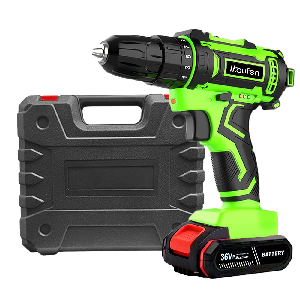 Cordless Brushless Impact Driver Hammer Drill Combo Kit with 2 Battery A9