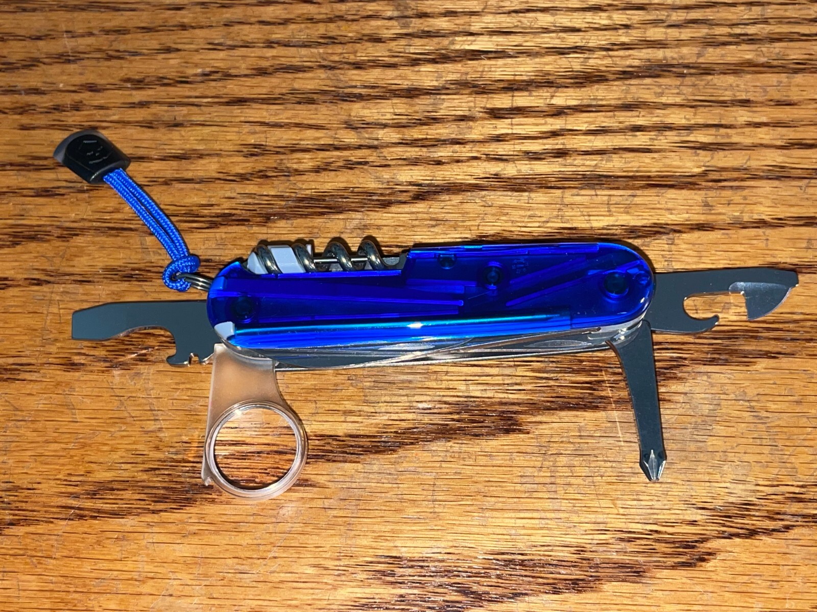 New Victorinox Swiss Army 91mm Knife: EXPLORER PLUS Translucent Blue 1.6703.T2P