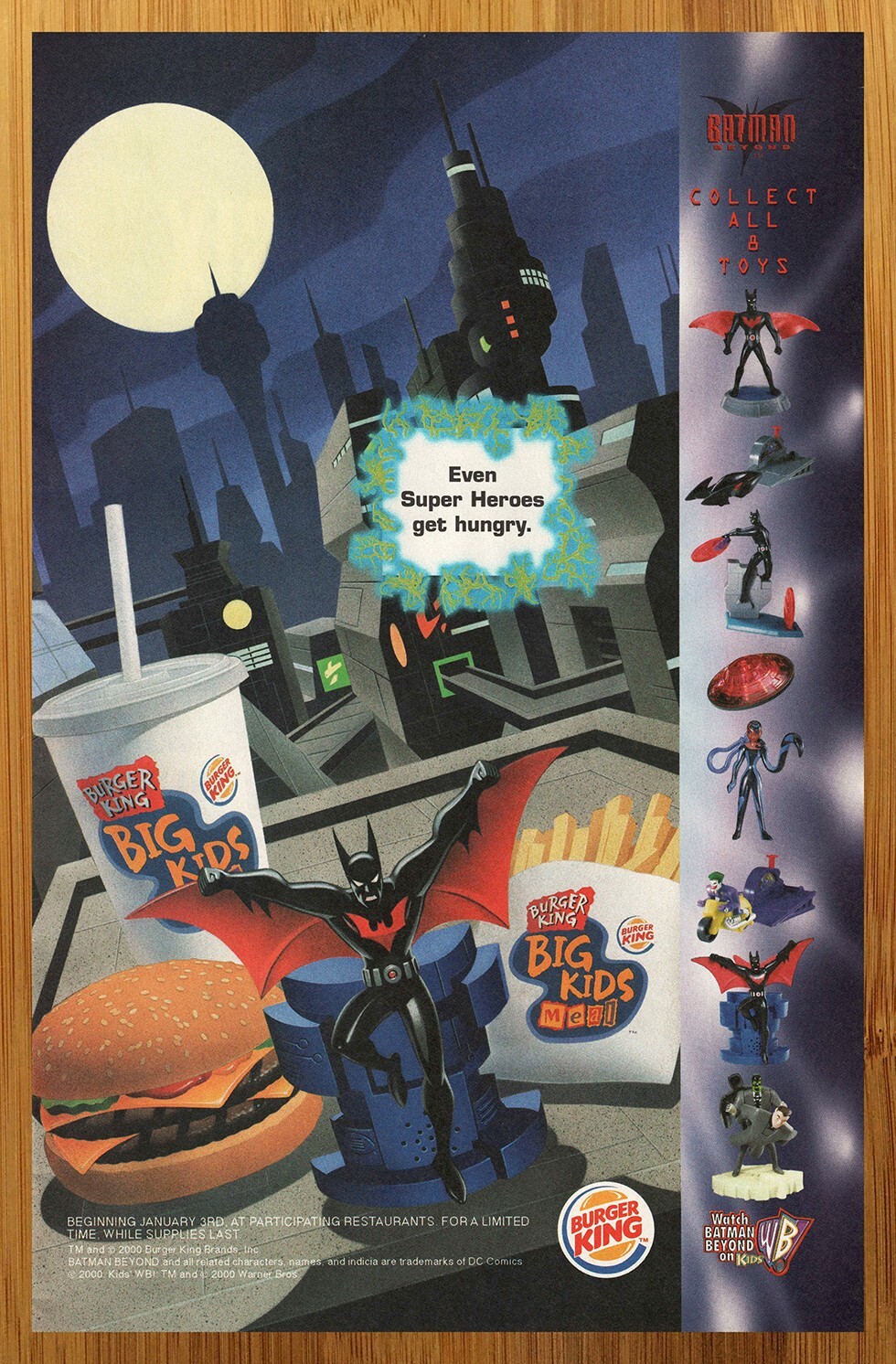 2000 Burger King Batman Beyond Toys Print Ad/Poster 00s Kid Fast Food Promo Art