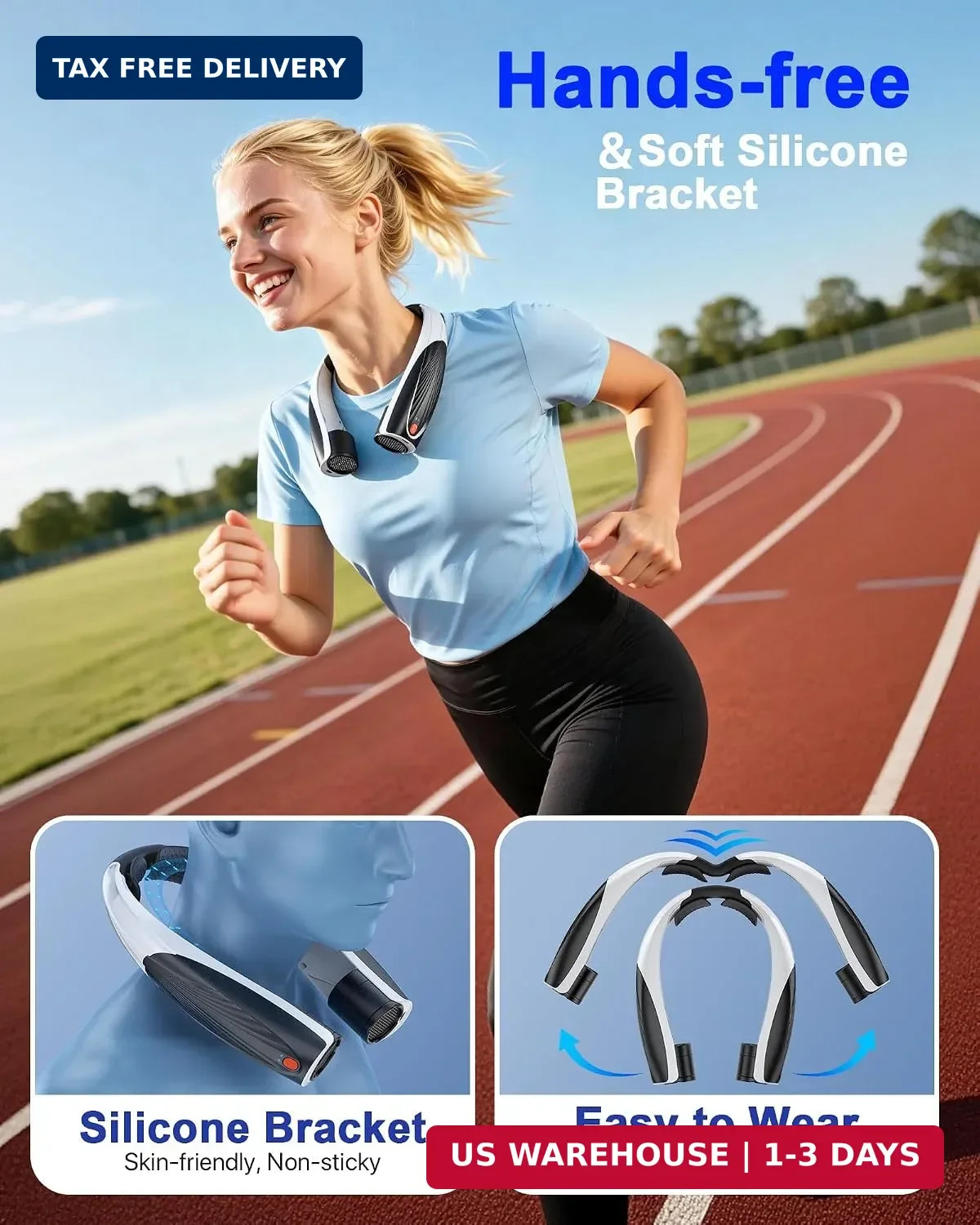 Portable Neck Fan, Max 20H, Rechargeable Personal Fan with 6000mAh Battery, 360°