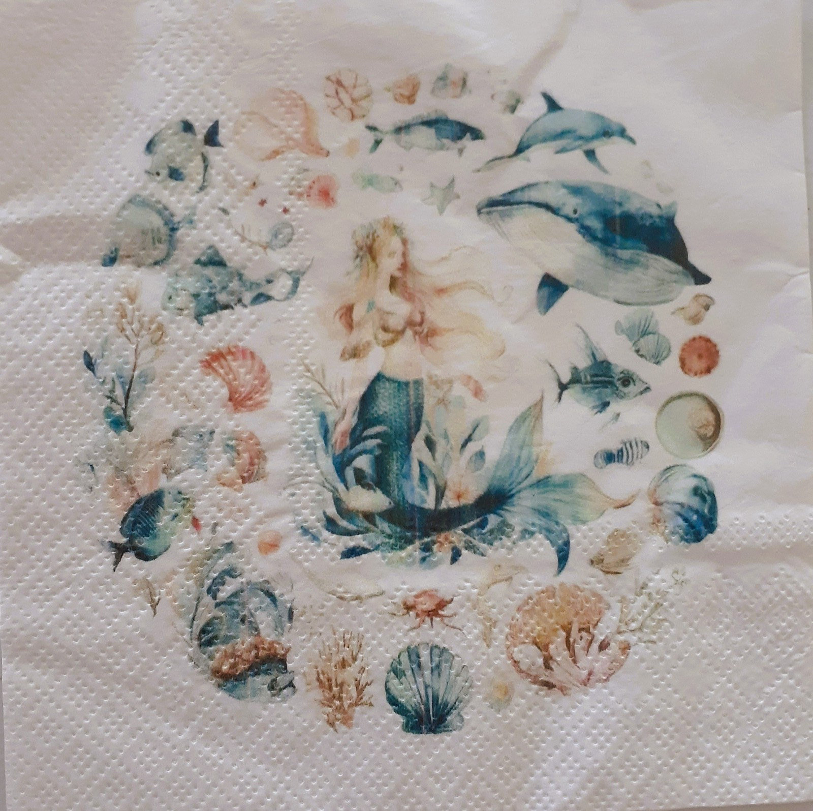 2 individual Paper Decoupage NAPKINS – OCEANLIFE MERMAID SEALIFE 1 MOTIF