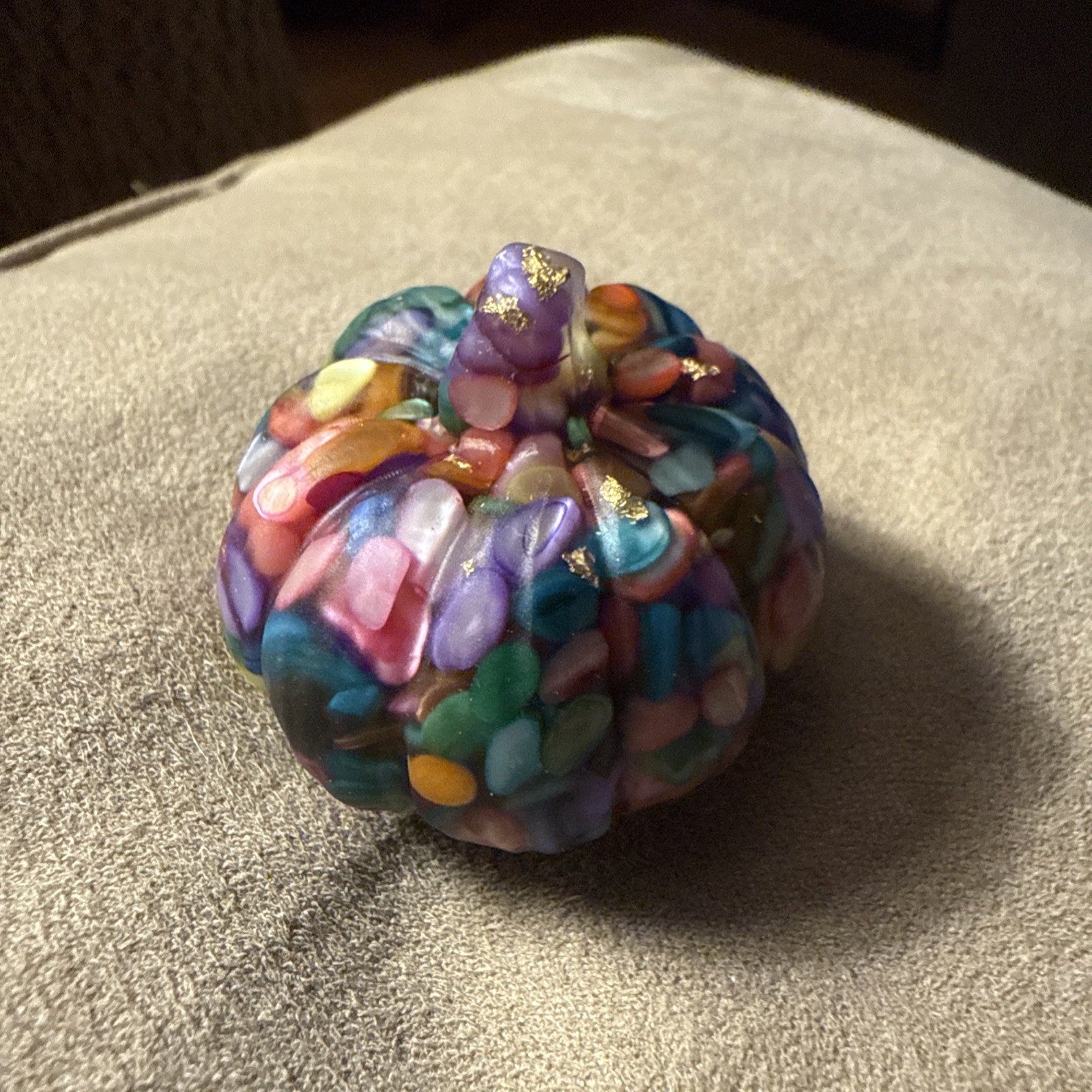 Bohemian Style Multi Colored Crystal Resin Gemstone Pumpkin Figurine