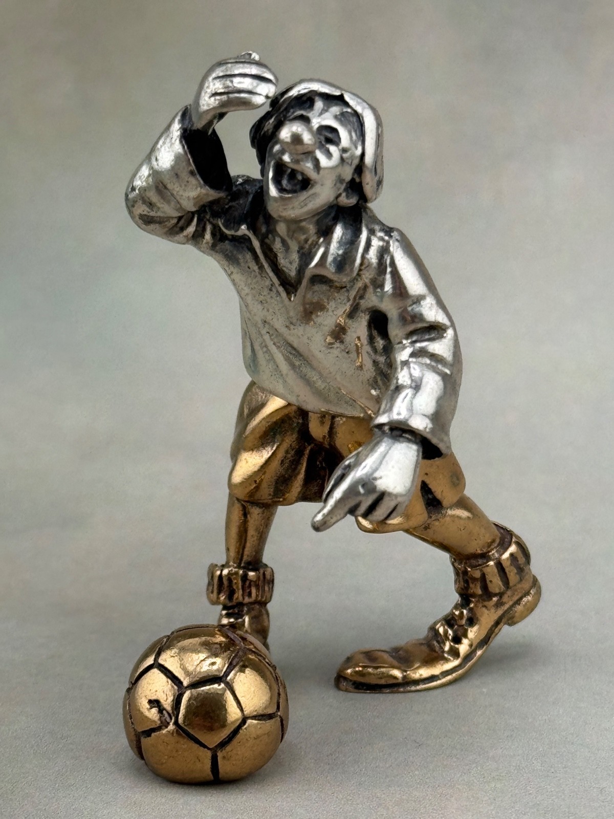 Clown with Soccer Ball 800 Fine 80% Silver Figurine 70 grams 2.5″ H 1.75″ W