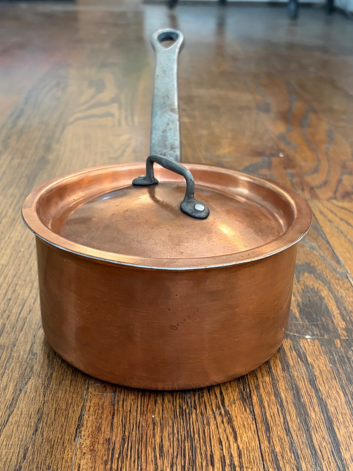 Matfer Bourgeat Vintage 5 1/2″ 1 1/4 Qt. Copper Sauce Pan With Lid